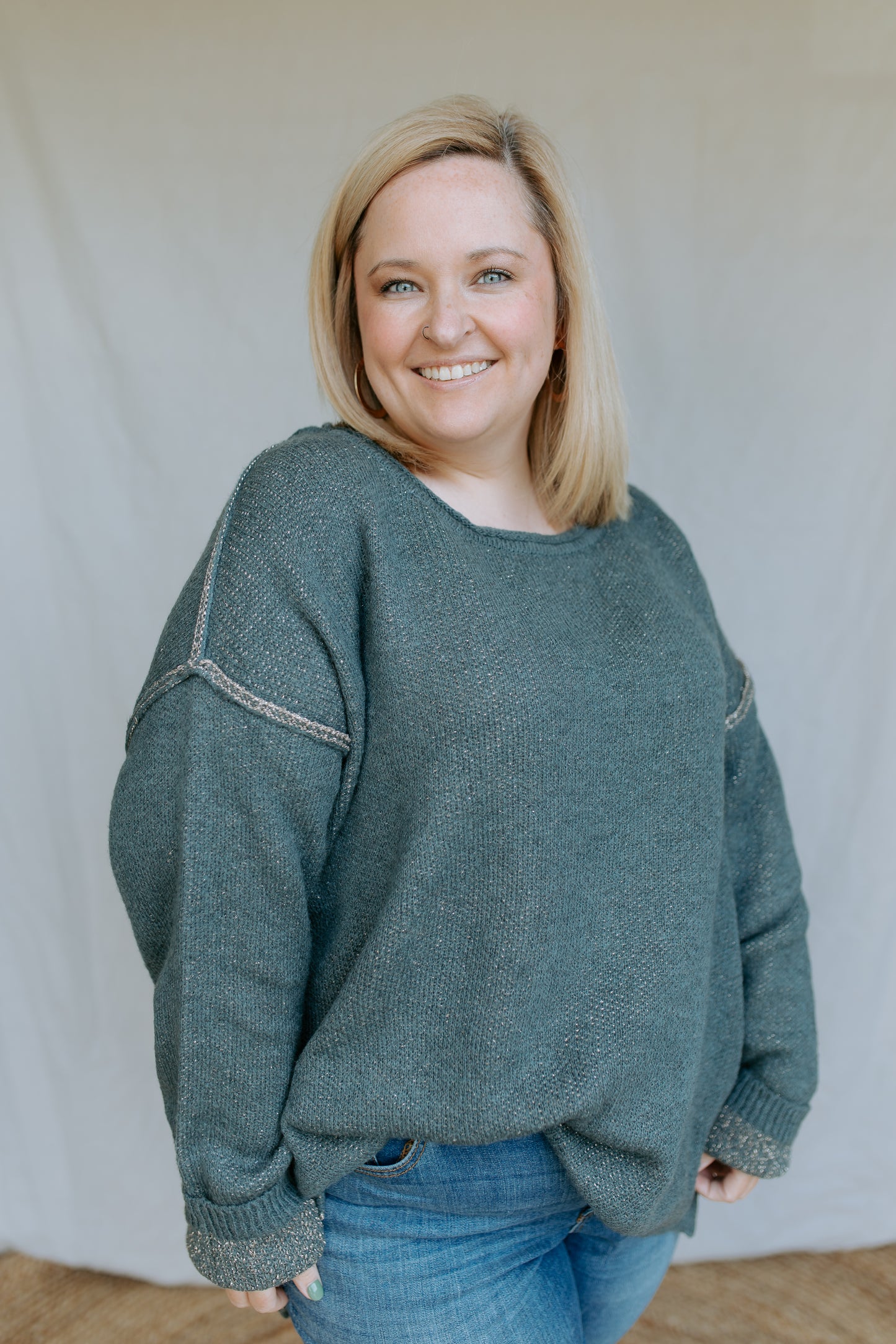 Knit Sweater Top | Teal