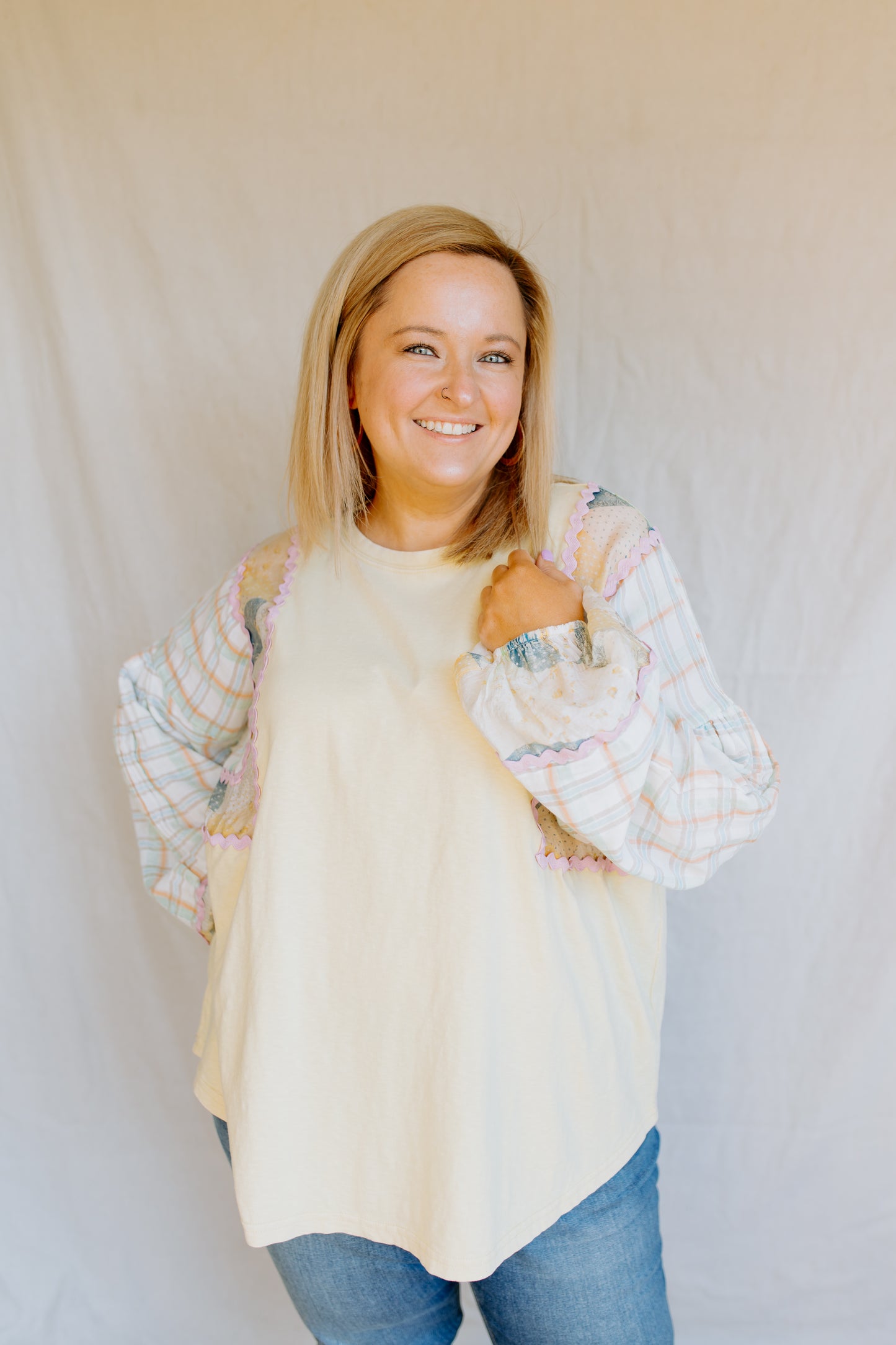 Print Mix Washed Top | Dijon