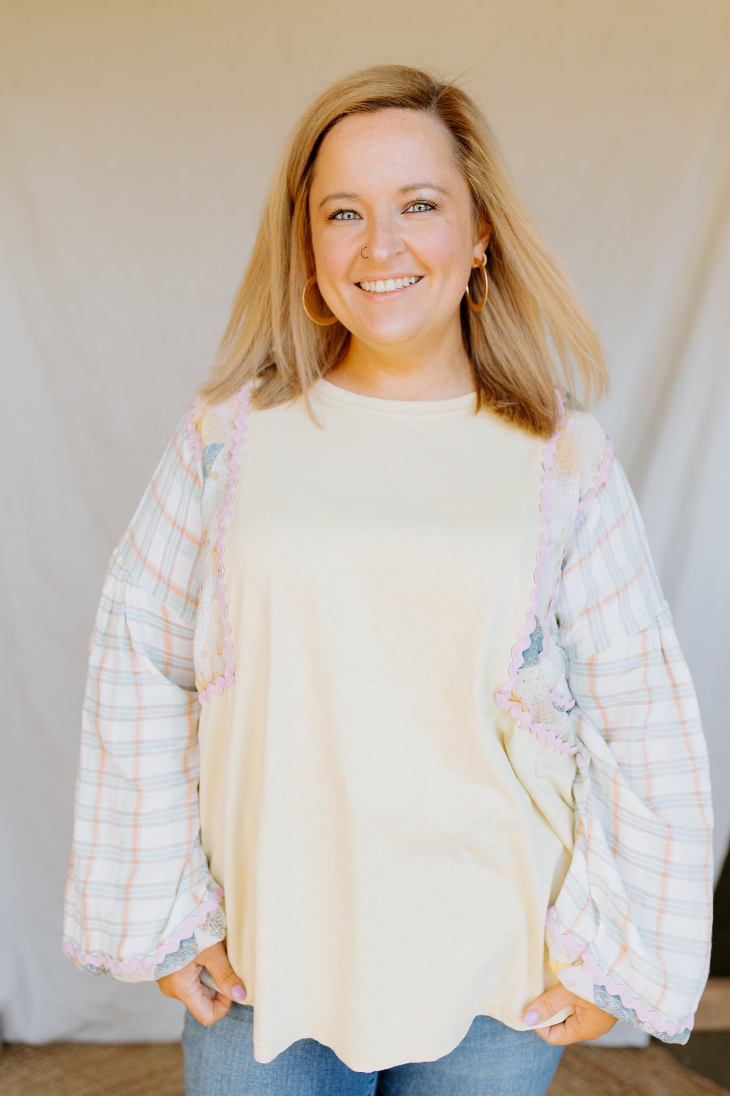 Print Mix Washed Top | Dijon