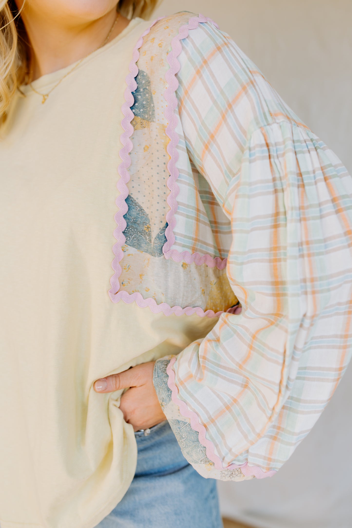 Print Mix Washed Top | Dijon