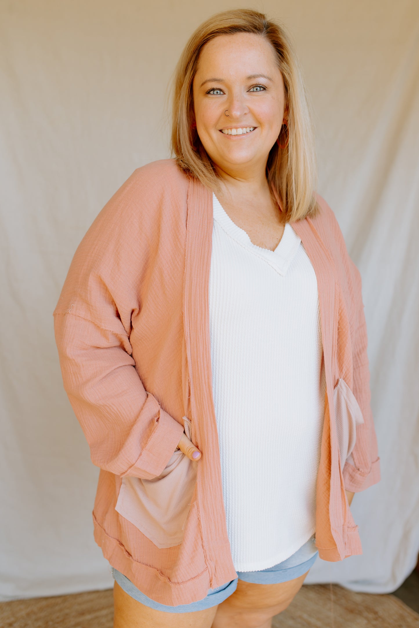 Open Front Cardigan | Clay