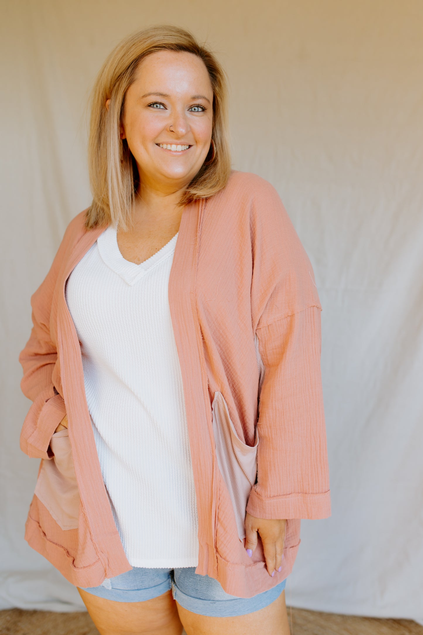 Open Front Cardigan | Clay