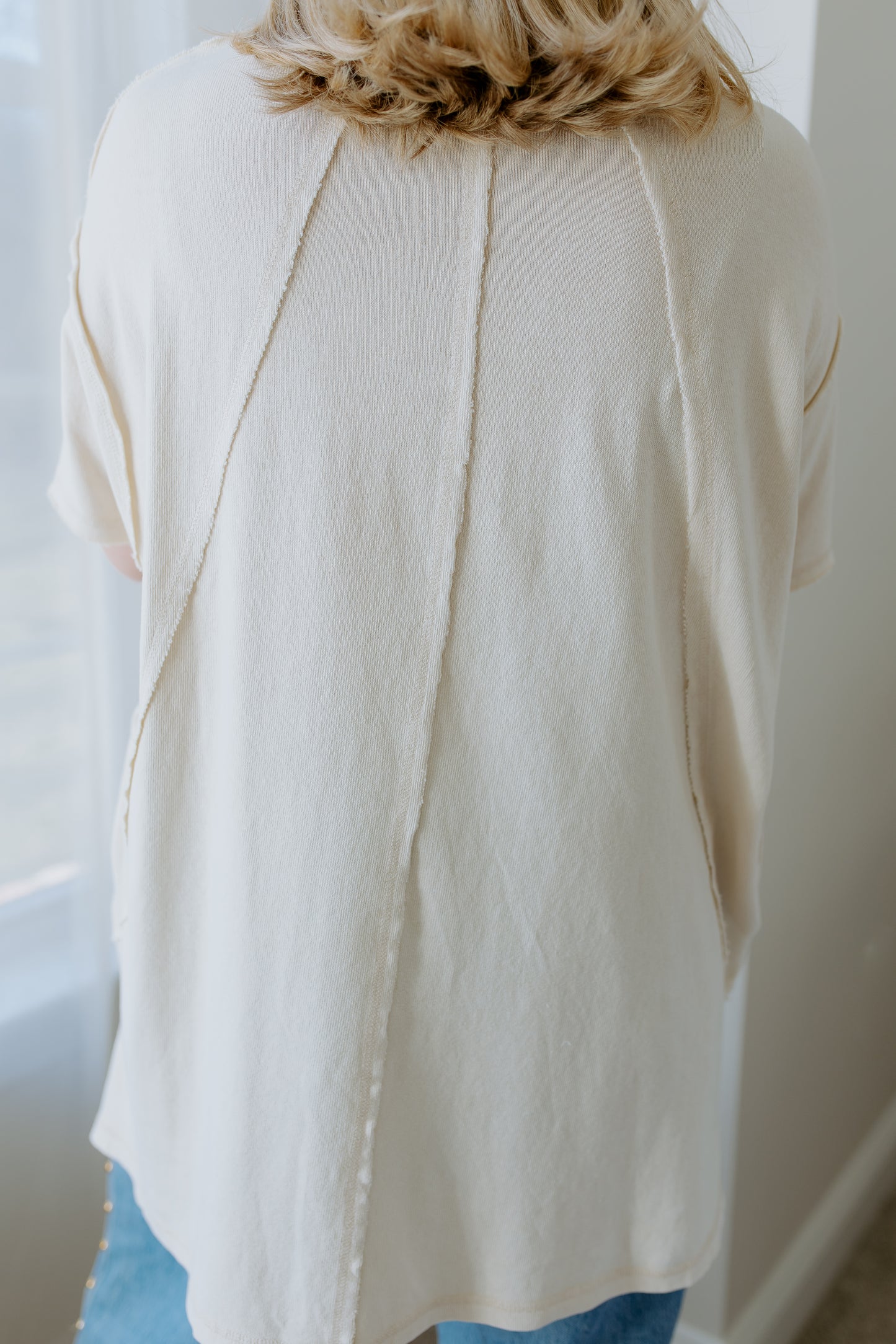 Mineral Washed Oversized Top | Ecru