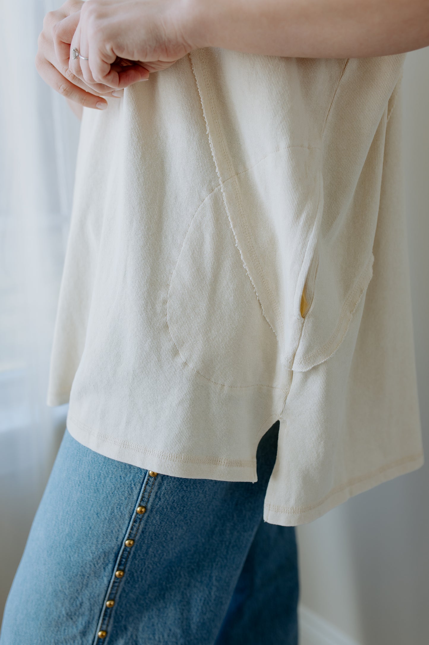 Mineral Washed Oversized Top | Ecru