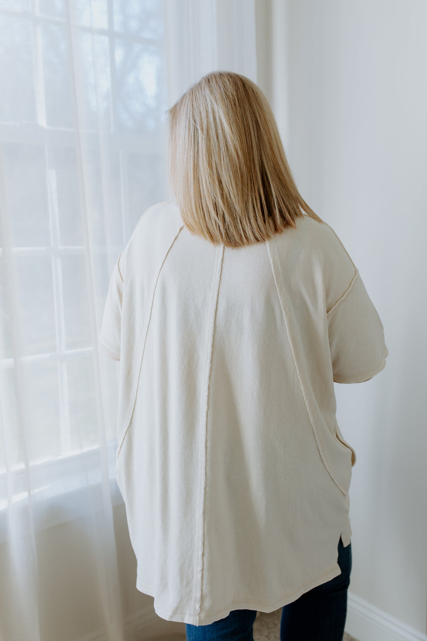 Mineral Washed Oversized Top | Ecru