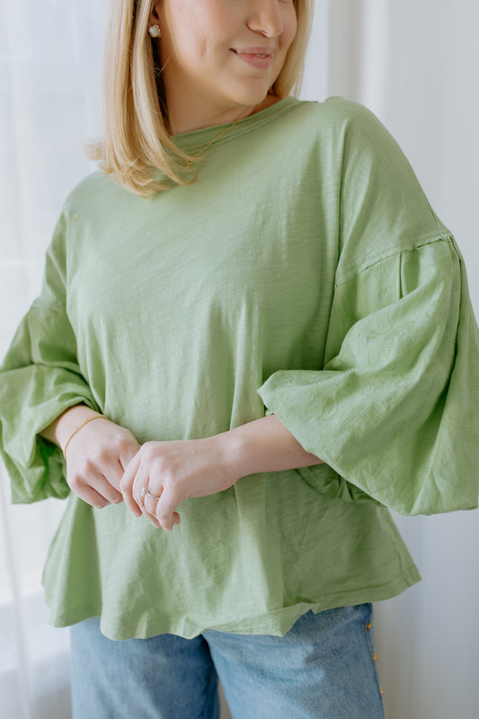 Balloon Sleeve Top | Sage Green